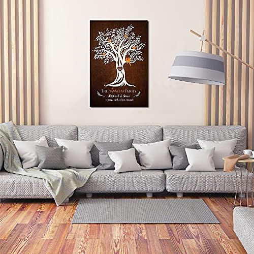 A&T ARTWORK Family Tree Canvas Prints Gift Family Members Names Gift for Anniversary,Valentine's day,Wedding. 36X24 inches
