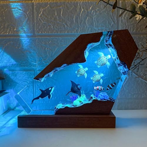 Handmade 3D Orca Ocean Resin Lamp for Home Office Decor