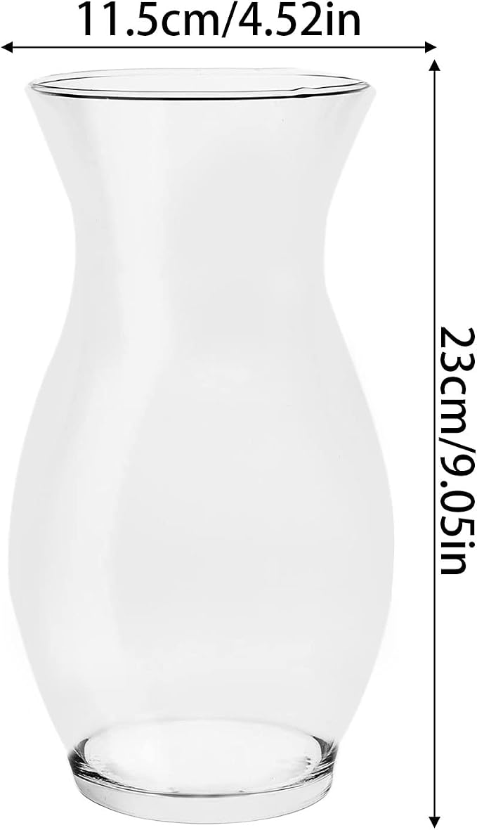 Clear Glass Vase for Flowers, 4.5" Dia 9" H Decorative Flower Vase | Wide Mouth Vase with Thickened Base, Modern Vase for Farmhouse, Glass Vase for Home Deocr, Centerpieces, Housewarming Gift