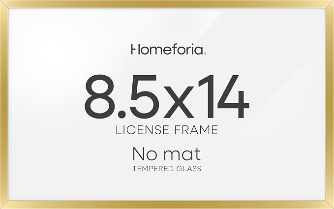 Homeforia 8.5x14 Gold Marriage License Frame, High-End Metal, Glass