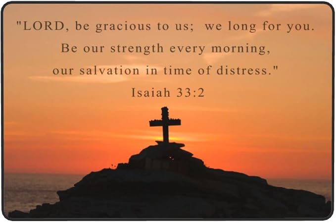VIVACITE Prayer Mat Christian Prayer Rug for Prayer Room Décor Essentials | Thick Padded Half-Inch Foam with Knee Support, Faith Based Christian Gifts for Women Men, Bible Verse Isaiah 33:2, 36"X24"