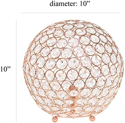 Elegant Designs LT1067-RGD 10" Elipse Crystal Collection Metal Crystal Ball Sequin Table Desk Lamp for Accent Lighting, Décor, Living Room, Rose Gold
