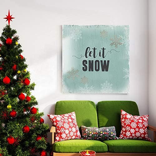 Renditions Gallery Xmas Artwork Prints for Home Decor Let it Snow on Christmas Canvas Wall Hanging Art for Bedroom Living Room & Kitchen Decorations - 40"X40" LT05