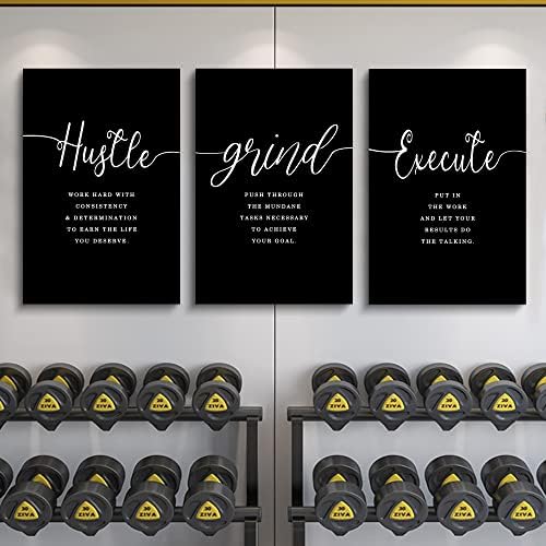 Gift for Boss,Framed Canvas Wall Art Success Quote, Office Wall Art, Black Large Poster, Positive Motivational Set of 3 Prints, Execute Failure Definition, Inspirational Print (F-3pcs,24x36inchx3pcs)