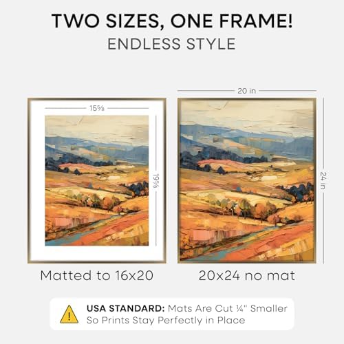 Homeforia 20x24 Bronze Picture Frame, High-End Metal, 16x20 Mat, Glass