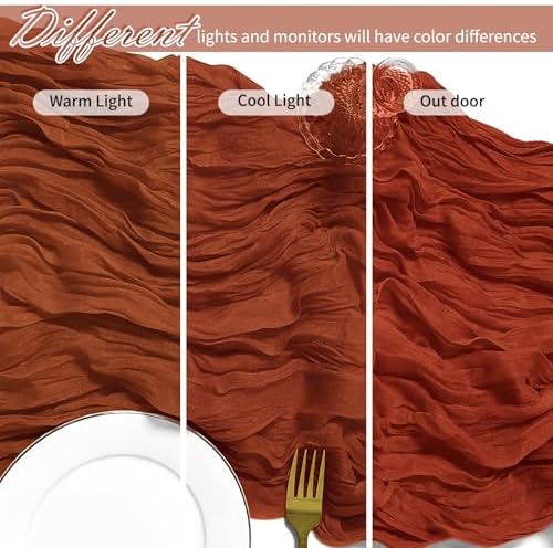 25 Pack Terracotta Cheesecloth Table Runner 17 x 108 Inch Gauze Table Runner Fabric Semi Sheer Cheese Cloth Table Runner Bulk for Rustic Romantic Wedding Baby Shower Table Decoration