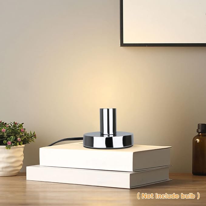 Helunsi Industrial Table Lamp Base, Silver E26 E27 Lamp Base Without Shade