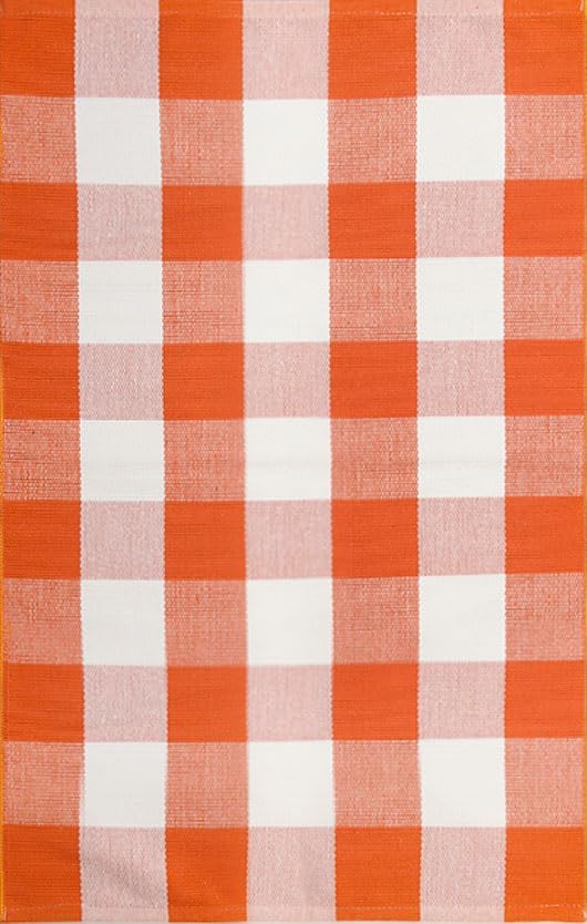 Buffalo Plaid Outdoor Rug 27.5" x 43" Orange and White Checkered Area Rug Halloween Washable Doormats Fall Indoor Outdoor Rugs for Layered Front Door Mats, Porch, Entryway, Kitchen, Farmhouse