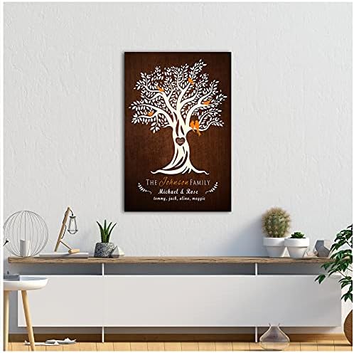 A&T ARTWORK Family Tree Canvas Prints Gift Family Members Names Gift for Anniversary,Valentine's day,Wedding. 36X24 inches