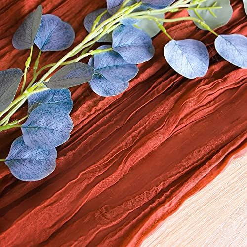 FEXIA 6Pcs Terracotta Cheesecloth Table Runner Rust Boho Fall Decoration