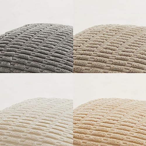 Fancy Homi 4 Packs Neutral Long Lumbar Decorative Throw Pillow Covers 12x24 Inch for Living Room Couch Bed, Boho Home Decor, Soft Striped Corduroy Rectangle Accent Beige Cushion Case 30x60 cm
