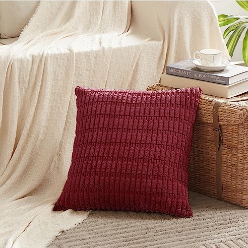 Fancy Homi 4 Packs Decorative Throw Pillow Covers for Living Room Couch Bed, Modern Farmhouse Boho Home Décor Accent Cushion Case, 22" x 22", Burgundy