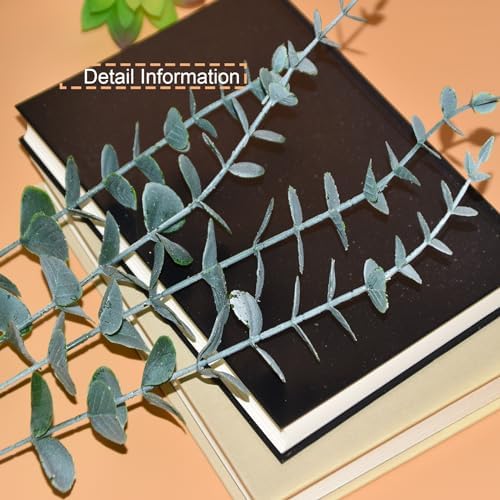 96 Pcs Eucalyptus Stems Faux Greenery Leaves Bulk Artificial Eucalyptus Stems with 15inch for branchs Decor Wedding Bouquet Centerpiece Home Decoration