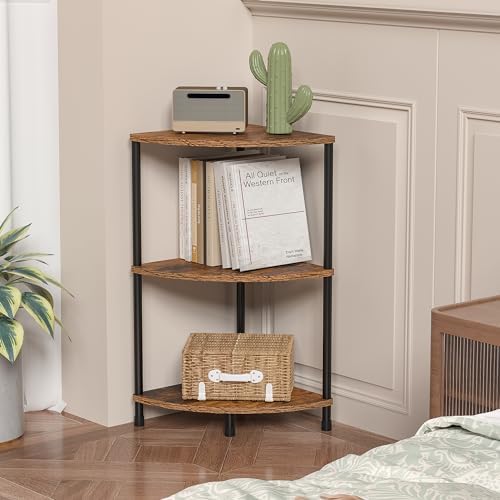 3 Tier Corner Plant Shelf Stand for Bathroom, 23.2", Rustic Brown