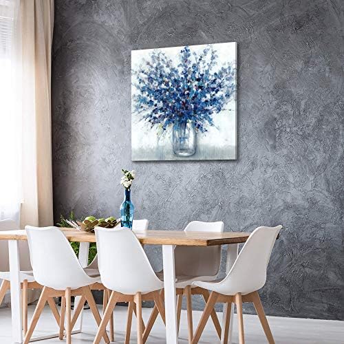 TAR TAR STUDIO Abstract Bouquet Canvas Wall Art, 30" L x 30" W | Colorful Flowers in Vase Artwork Hand Painted Painting for Living Room Office