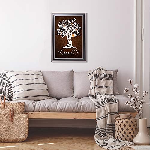 Family Tree Framed Arts Gift Family Members Names Gift for Anniversary,Valentine's day,Wedding.With Different Frame Styles Framed Size:27 5/8 x 19 5/8 inches