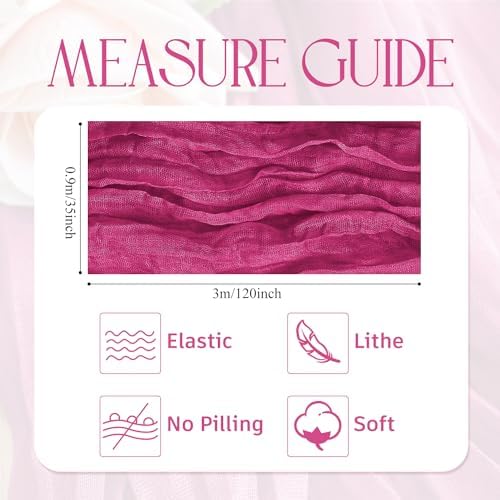 Wokceer Cheesecloth Table Runner Fushia 10FT Boho Gauze Runner, 12 Pack