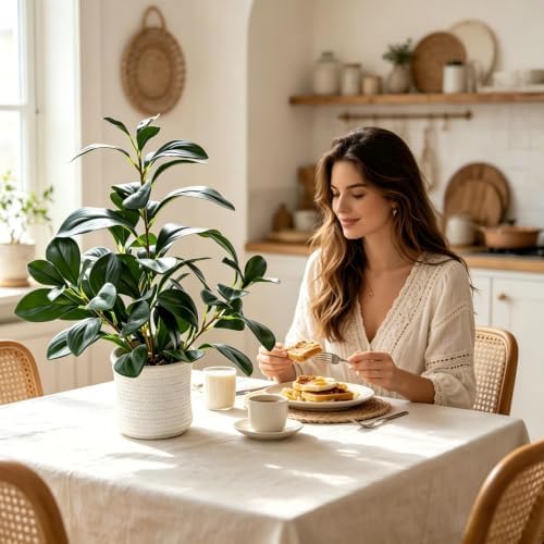 AlphaAcc 16“Artificial Ficus Plant, Faux Plant Home Kitchen Bathroom Decor