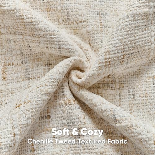 HAUSSY Pack of 2 Chenille Tweed Throw Pillow Covers 20x20 Inch, Cream