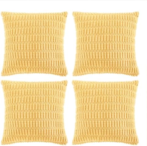 Fancy Homi 4 Packs Decorative Throw Pillow Covers for Living Room Couch Bed, Modern Farmhouse Boho Home Décor Accent Cushion Case, 24" x 24", Yellow