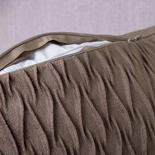MADIZZ Set of 2 Super Soft Velvet Decorative Throw Pillow Covers 12x20 inch Brown Rectangular with Texture Luxury Style Cushion Case Pillow Shell for Sofa Bedroom