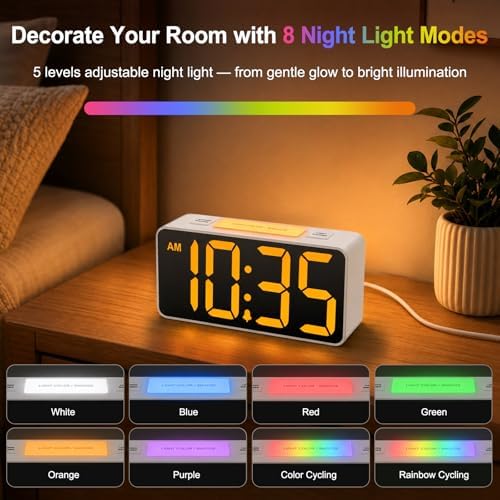 DreamSky Small Digital Alarm Clock with Night Light for Kids Bedroom