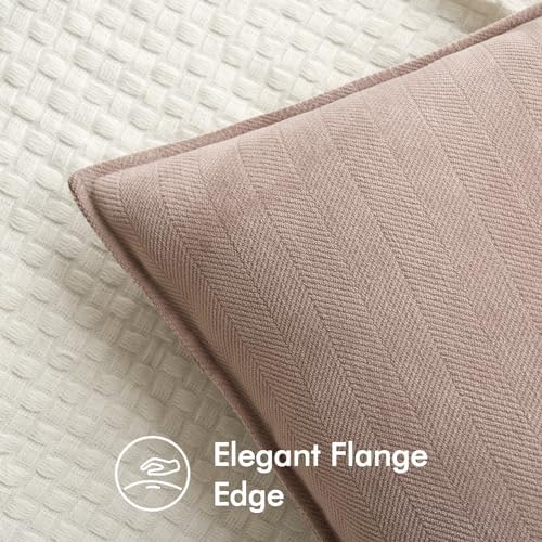 MIULEE Pack of 2 Blush Pink Decorative Chenille Pillow Covers 16x16 Inch