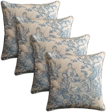 Maison d' Hermine Throw Pillow Covers 100% Cotton (20" x 20" - Pack of 4)