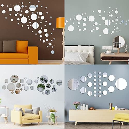 10 Pack 6 inch Acrylic Round Mirror Tiles Sheets, 0.06 inch Thick | Small Circle Wall Mirror with Tapes, Plastic Mirror Stickers for Wall, Home Decor, Crafts, Round Mirror Tray for Centerpieces