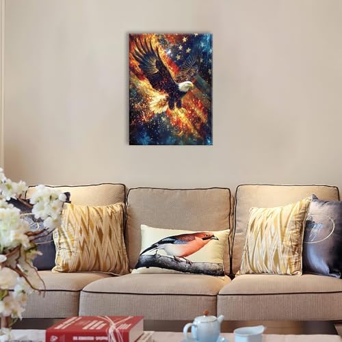 Eagle American Flag Canvas Wall Art Patriotic Pictures Art Painting Military Prints Eagle Modern Artwork for Bathroom Living Room Bedroom Office Framed Wall Decor 16"x24"