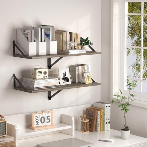 Heimlove 16W x 12D Deep Floating Shelves Set of 2 Grey