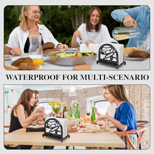 JOGREFUL Cast Iron Napkin Holder, Kitchen Organizer Chef Tool Pattern Black