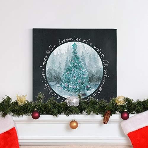 Renditions Gallery Canvas Wall Art for Christmas Decor White Snowy Christmas Dream Abstract Artwork for Bedroom Home Kitchen Wall Decorations - 24"X24" LT05