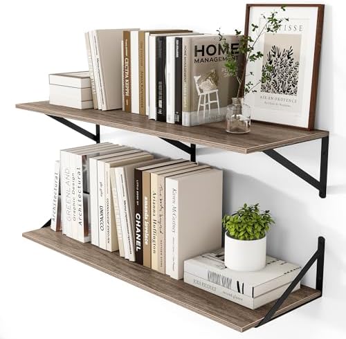Heimlove 36W x 12D Deep Floating Shelves Set of 2 Grey