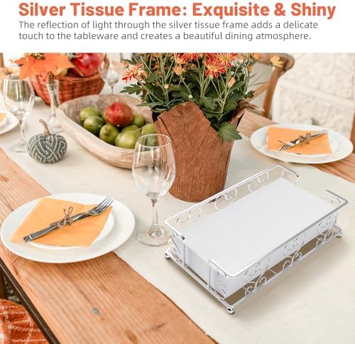Stainless Steel Napkin Holder for Table, Silver Guest Towel Holder Tray