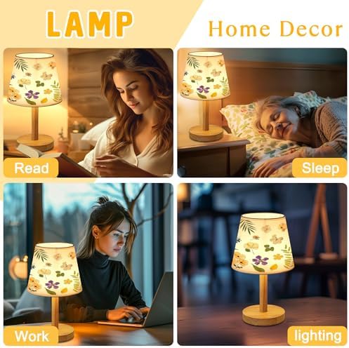 Floral Print USB Table Lamp, Flower Desk Lamp Gifts for Women Mom Granddaughter Girlfriend Friend Wife Anniversary Birthday Christmas Mothers, Beautiful Lamp Gifts for Bedroom Home Decor