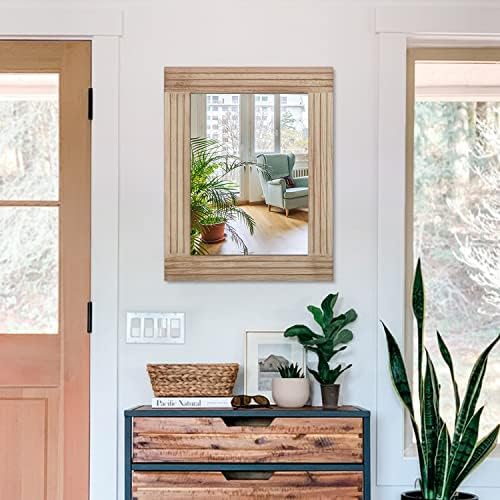 Rectangle Mirror Retro Wooden Wall-Mounted Mirrors Farmhouse Bedroom Bathroom Vanity Entrance Decorative Antique Hanging Mirror Large 20"x16"