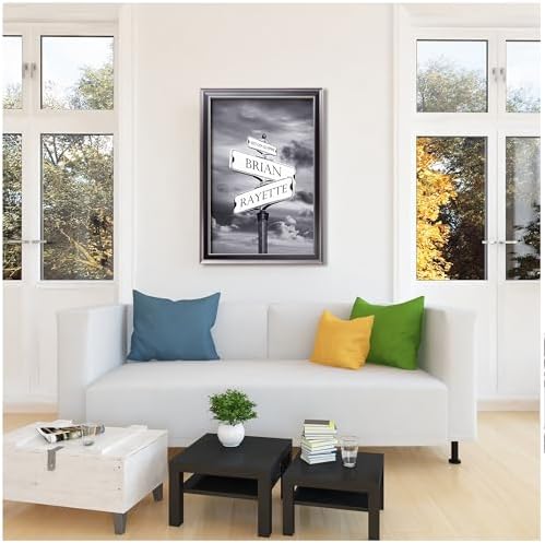 Street Sign Black and White Framed Arts Gift Your Names,the Date and romantic verses or write your own message Gift for Anniversary.With Different Frame Styles Framed Size:33 5/8X23 5/8 inches