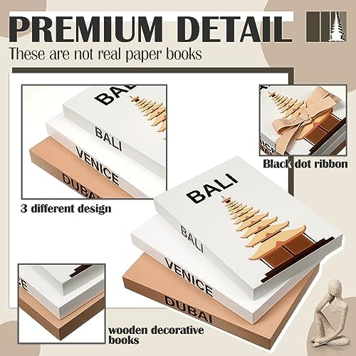 Wesiti 4 Pcs Decorative Books for Home Decor with Resin Statue Thinker Decoration Wooden Farmhouse Stacked Books Modern Decorative Bookends Stack for Tables Shelf Decor(White)