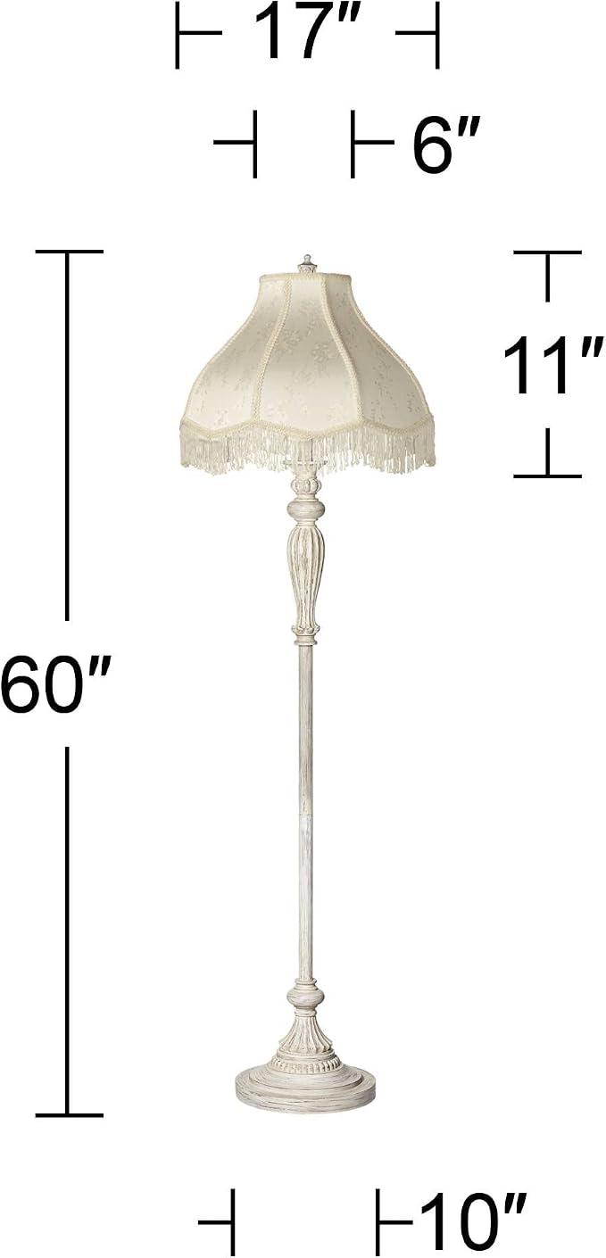 360 Lighting 60" Tall Scallop Shade Antique White Traditional Floor Lamp