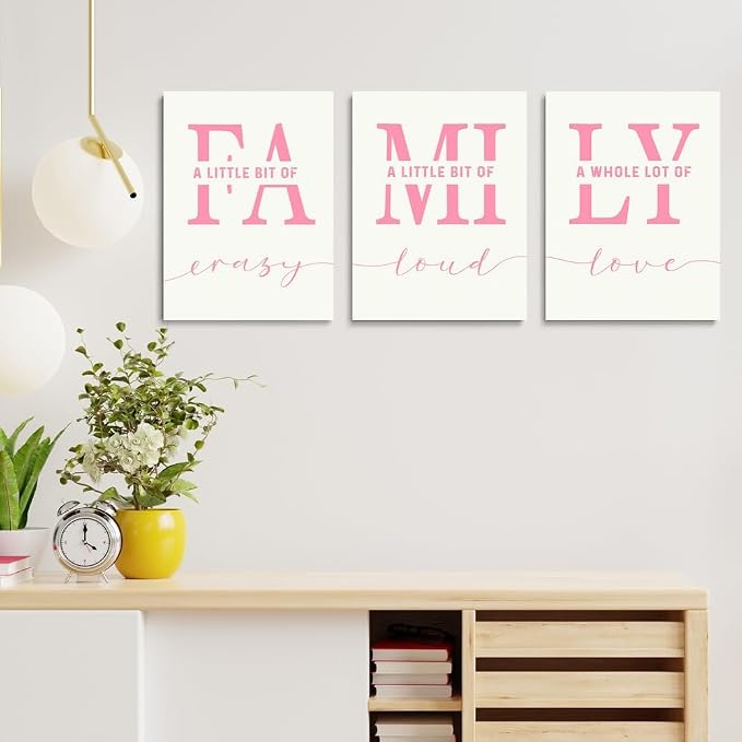 GUBIYU Home Wall Decor, Pink Love Framed Canvas Farmhouse Signs with Sayings 'A Whole Lot Of Love' Inspirational Wall Sign for Living Room, Bedroom, Kitchen, Dining Room 20" x 28"