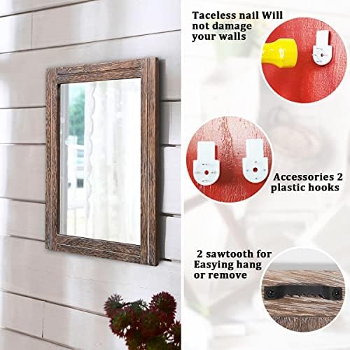 AAZZKANG Mirror with Wood Framed Rectangle Rustic Wall Mirrors Decor for Bedroom Bathroom Living Room Entryway