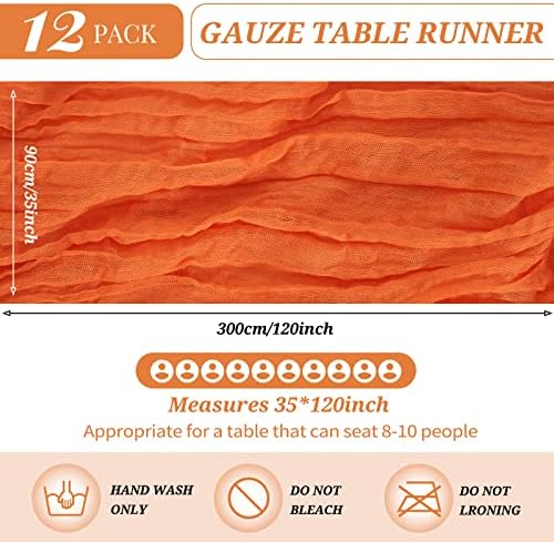 YMHPRIDE 12 Pack Cheesecloth Table Runner 35x120in Orange Table Runner