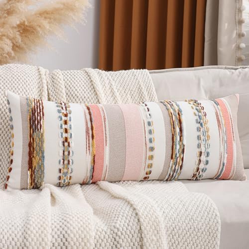 Boho Lumbar Throw Pillow Cover 14x36 Orange