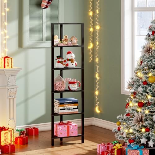 TUTOTAK Corner Shelf, 6-Tier Corner Bookshelf for Small Space