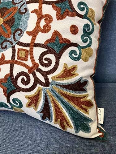 Boho Throw Pillow Covers 18x18 Summer Decor Pillowcases Modern Embroidered Cushion for Outdoor Couch Sofa Living Room Farmhouse Picnic 2 Pcs