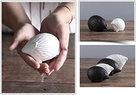 NWFashion Ceramic Animal Figurines Home Decoration Furniture Desktop Display (White&Black Hedgehog)