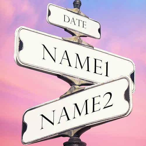 A&T ARTWORK Street Sign Black and White Canvas Prints Gift Your Names,the Date and romantic verses or write your own message Gift for Anniversary,Valentine's day,Wedding. 16X24 inches