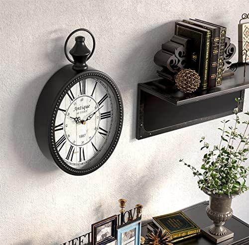 Menterry Small Retro Oval Wall Clock Antique Old Design,Black Vintage Style
