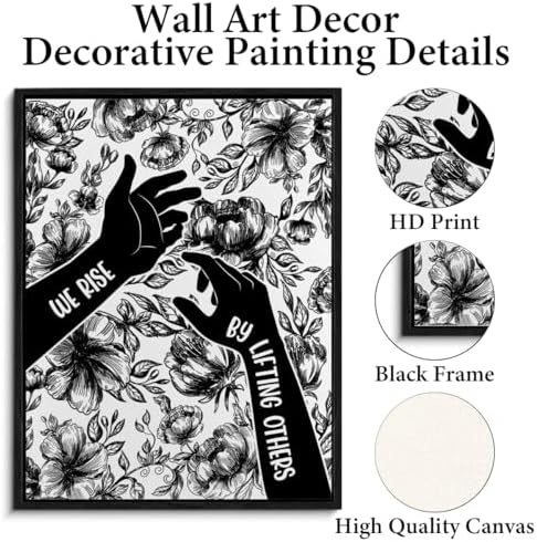Framed Wall Art Inspirational We Rise by Lifting Others Poster Wall Decor | Social Justice Art Feminist Print Painting for Living Room Home Office Decoration 11.5x15 Inches